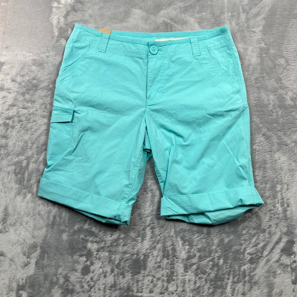 DKNY Jeans Cargo Shorts Womens 12 Aqua Blue Teal Cuffed Utility D2320001